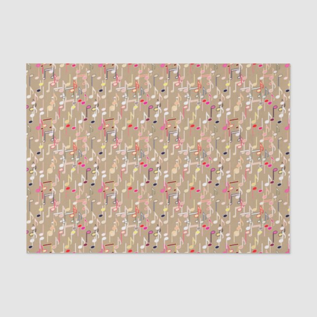 Papier Mousseline Impression musicale - taupe tan, multi (Recto)