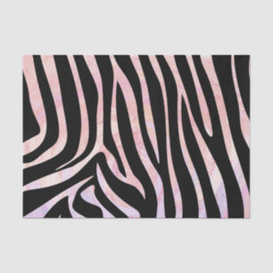 Papier Mousseline Impression noire et rose Zebra