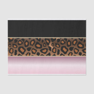 Papier Mousseline Impression rose, noire et jaguar