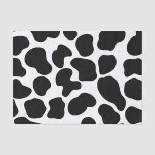 Papier Mousseline Impression vache noir et blanc Ferme rustique