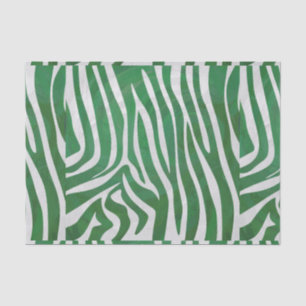Papier Mousseline Impression verte et blanche Zebra