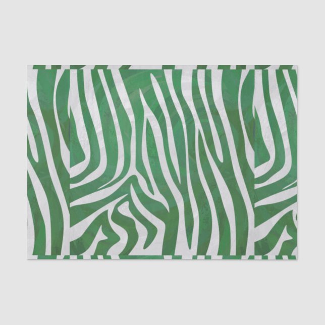 Papier Mousseline Impression verte et blanche Zebra (Recto)