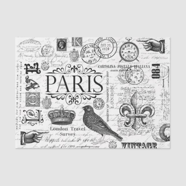 Papier Mousseline Impression Vintage (Recto)