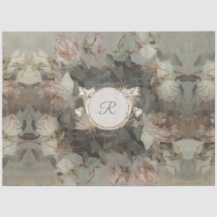 Papier Mousseline Impressionnisme floral doré Monogramme Découpage A