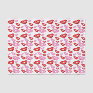 Papier Mousseline Impressions de rouge à lèvres rouge et rose tendan