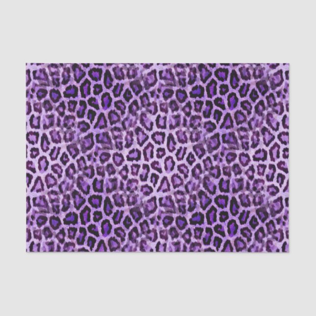 Papier Mousseline Imprimé animalier girly fête léopard violet mignon (Recto)