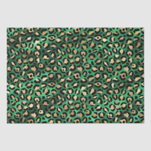 Papier Mousseline Imprimé Bold Green Léopard Motif Animal Glamour