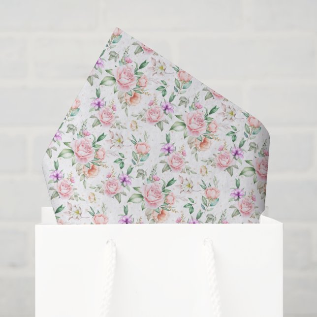 Papier Mousseline  Imprimé floral  (Sac cadeau)