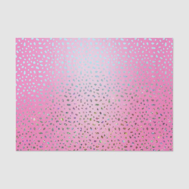 Papier Mousseline Imprimé Guépard Rose Pailleté (Recto)