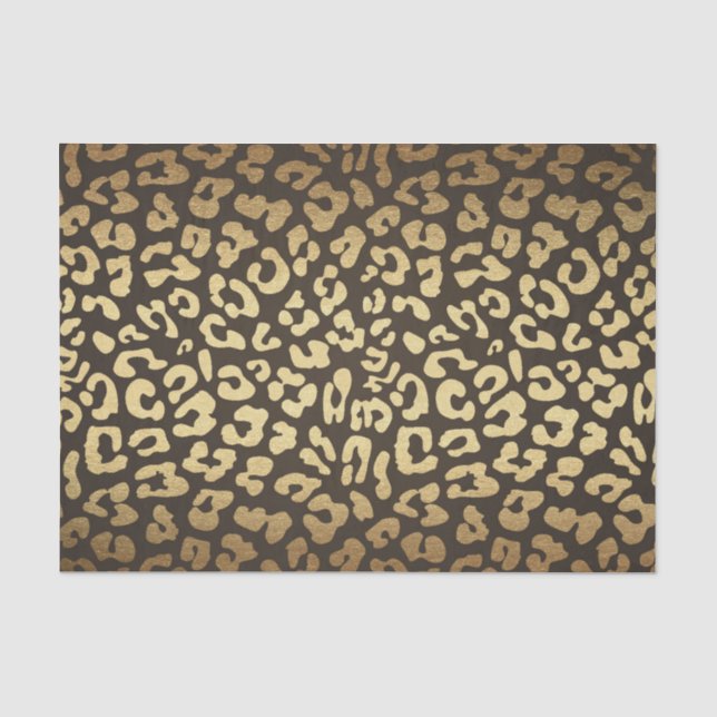 Papier Mousseline Imprimé Peau Animale Léopard Guépard Doré Glamour  (Recto)