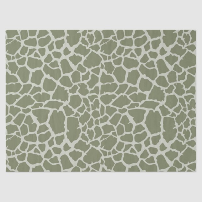 Papier Mousseline Imprimer Giraffe verte Sage (Recto)