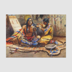 Papier Mousseline "Indian Beauty Parlor" de Charles M Russell