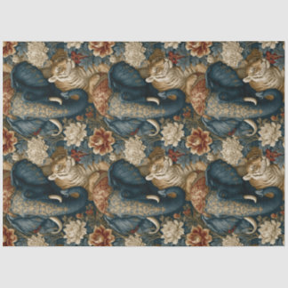 Papier Mousseline Indian Elephant Tiger Botanical Jungle Decoupage