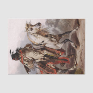 Papier Mousseline Indien Blackfoot sur le cheval Arabe étant chassé