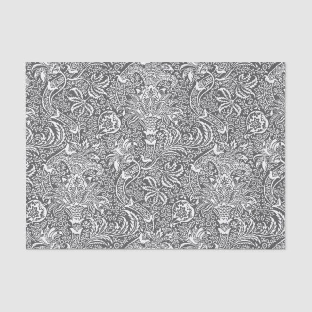 Papier Mousseline Indien de William Morris, gris de graphite et (Recto)