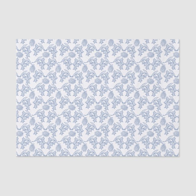 Papier Mousseline Indigo Blue Ethnic Floral Patal Tissu Papier (Recto)
