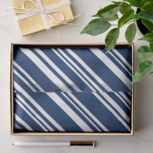 Papier Mousseline Indigo diagonal et bandes blanches