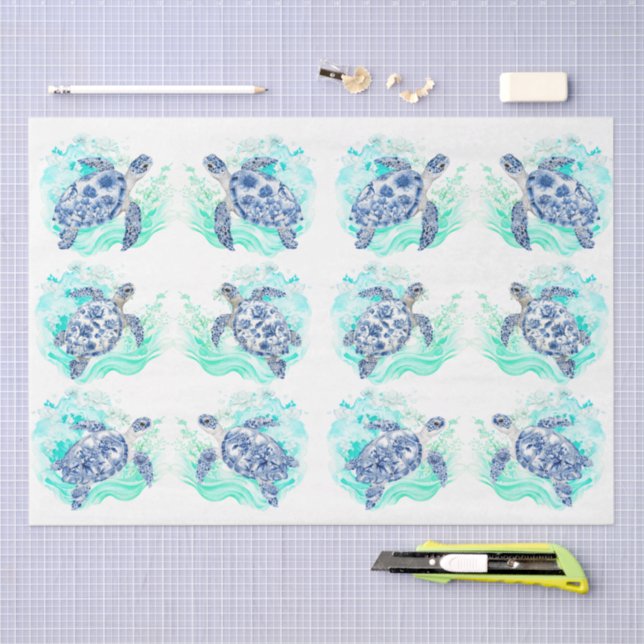 Papier Mousseline Individual Vintage Inspired Blue & White Decoupage (Artisanat)