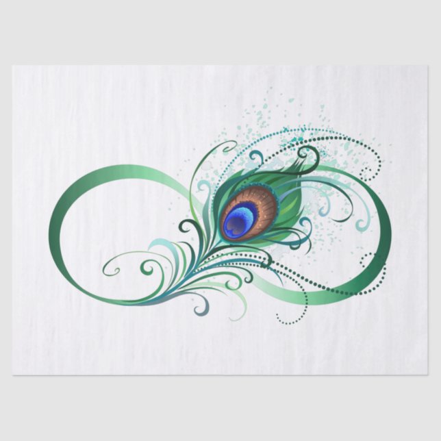Papier Mousseline Infinity Symbol with Peacock Feather (Recto)