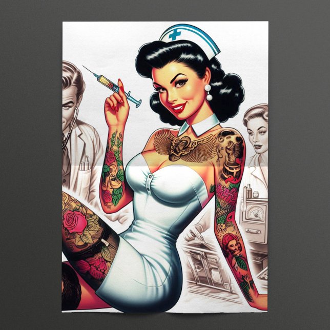 Papier Mousseline Infirmière tatouée Pin-up (Créateur téléchargé)