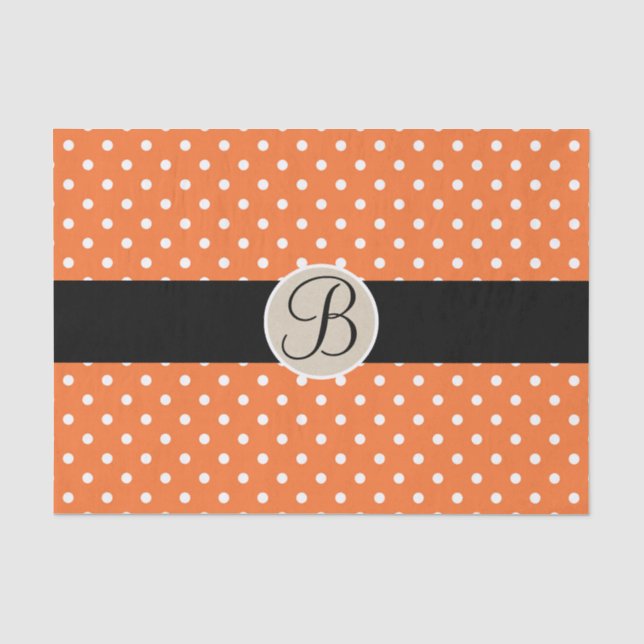 Papier Mousseline Initiale de lettre de monogramme à points orange b (Recto)