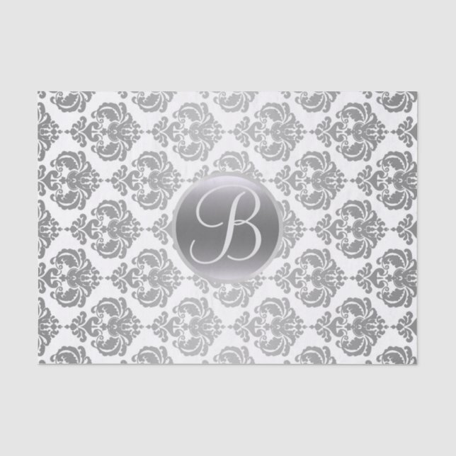 Papier Mousseline Initiale de lettre de monogramme de damas glamour  (Recto)