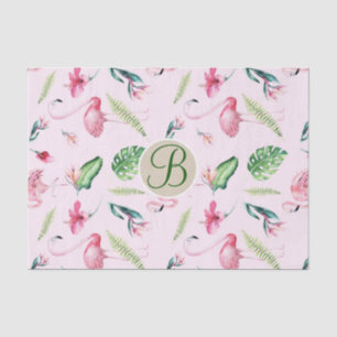 Papier Mousseline Initiale de lettre de monogramme tropical de flama