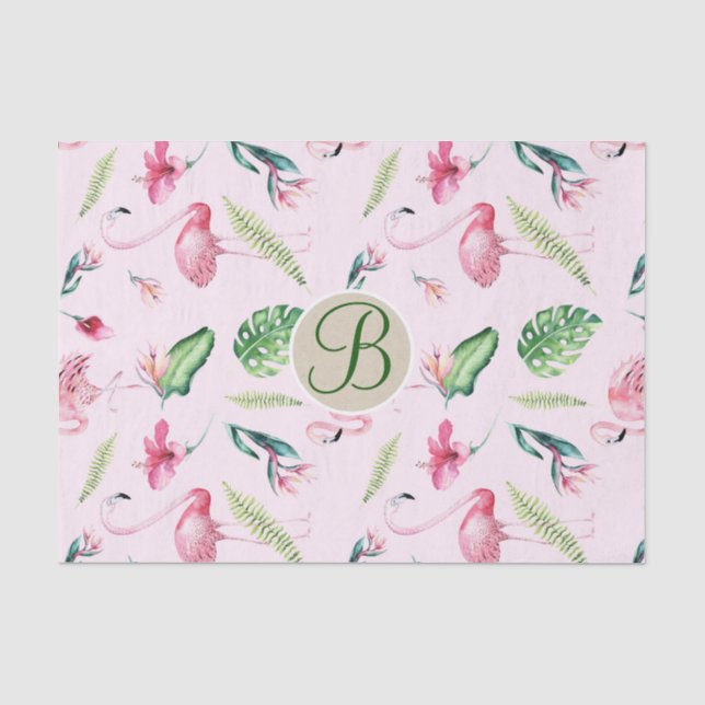 Papier Mousseline Initiale de lettre de monogramme tropical de flama (Recto)