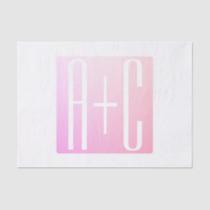 Papier Mousseline Initiales de couple Gradation rose subtile
