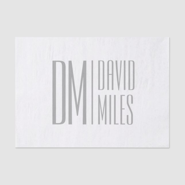 Papier Mousseline Initiales et logo de nom gris minimal et moderne é (Recto)