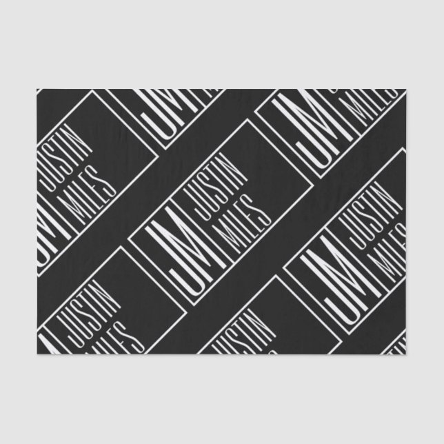Papier Mousseline Initiales modernes avec motif de monogramme de nom (Recto)