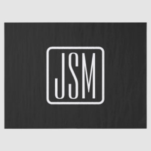 Papier Mousseline Initiales monogrammes modernes Noir & Blanc