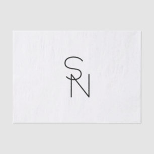 Papier Mousseline Initiales superposées de style moderne