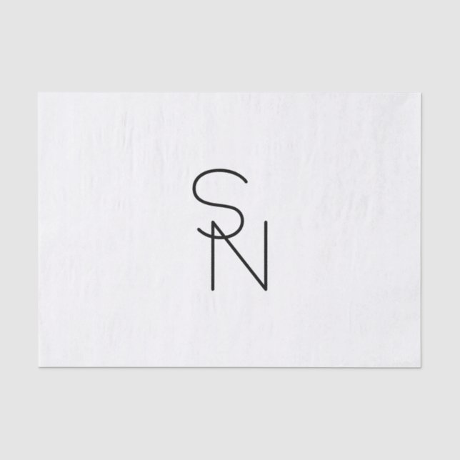 Papier Mousseline Initiales superposées de style moderne (Recto)