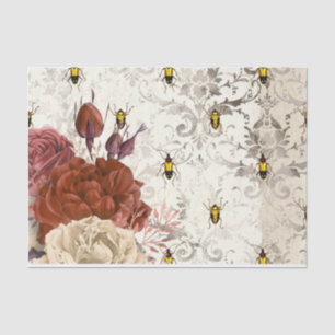 Papier Mousseline Insecte florale vintage