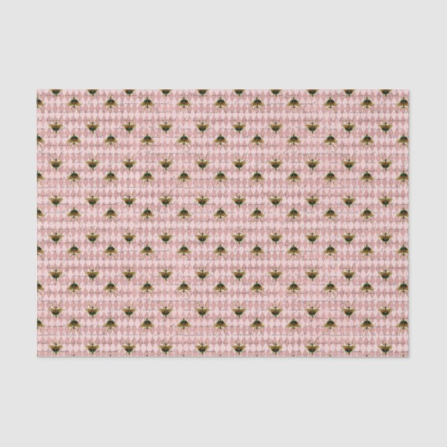 Papier Mousseline Insecte Vintage rose diamant (Recto)