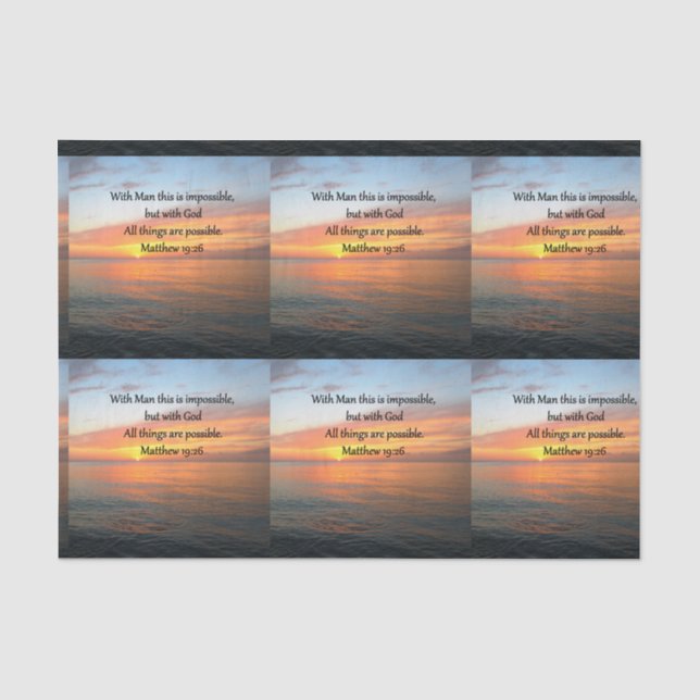 PAPIER MOUSSELINE INSPIRING MATTHEW 19:26 CONCEPTION DU SOLEIL (Recto)