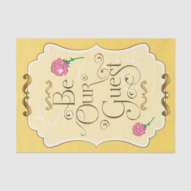 Papier Mousseline Invité Rose Pink Or Jaune Princesse (Recto)
