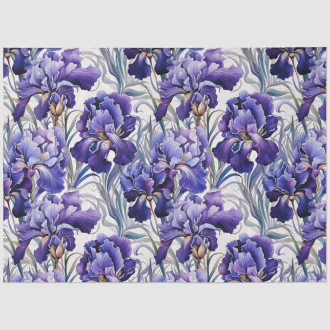 Papier Mousseline Iris bleu violet découpage  (Recto)