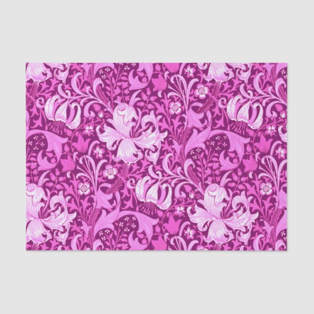 Papier Mousseline Iris de William Morris et lis, pourpre d'améthyste (Recto)