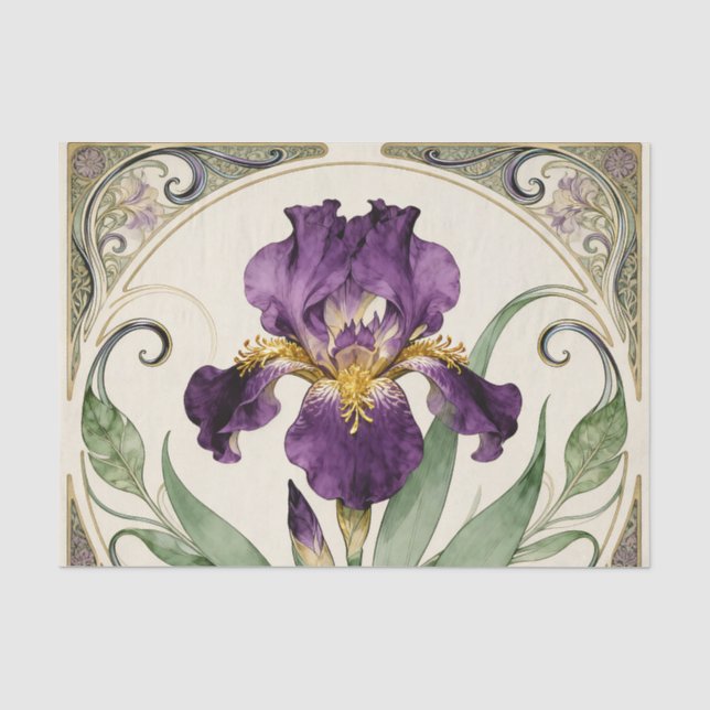 Papier Mousseline Iris Violet Art Nouveau (Recto)
