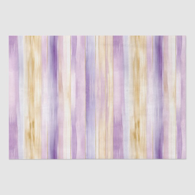 Papier Mousseline Iris violet et crème rayures romantiques pour une  (Recto)