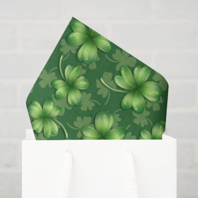Papier Mousseline Irish Green Four Leaf Clover (Sac cadeau)