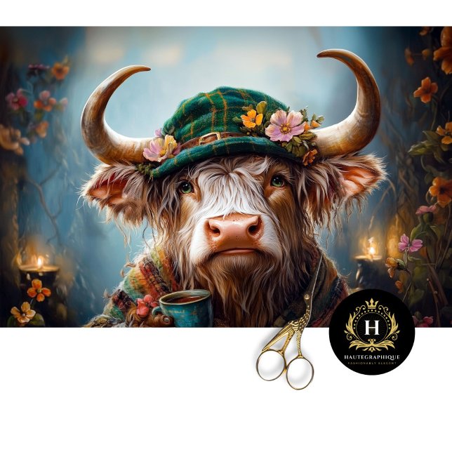 Papier Mousseline Irish Highland Cow Russe Boho Farmhouse Decoupage (Créateur téléchargé)