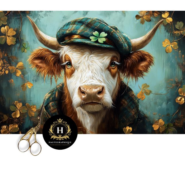 Papier Mousseline Irish Highland Cow Russe Boho Farmhouse Decoupage (Créateur téléchargé)