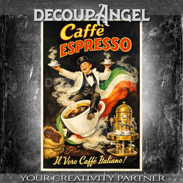 Papier Mousseline Italian Espresso Coffee Poster Decoupage (Créateur téléchargé)