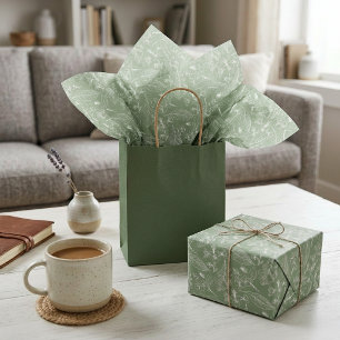 Papier Mousseline Ivoire Crème Feuilles Motif Artistique Floral sur