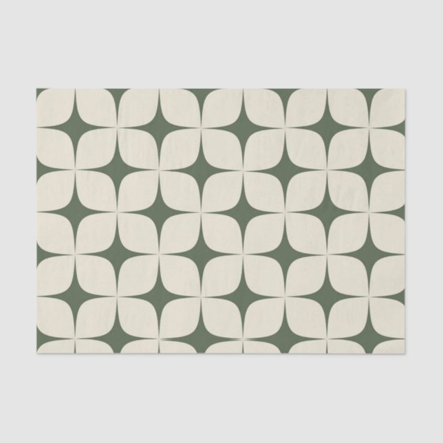 Papier Mousseline Ivy Deep Green milieu du siècle moderne Boho géomé (Recto)