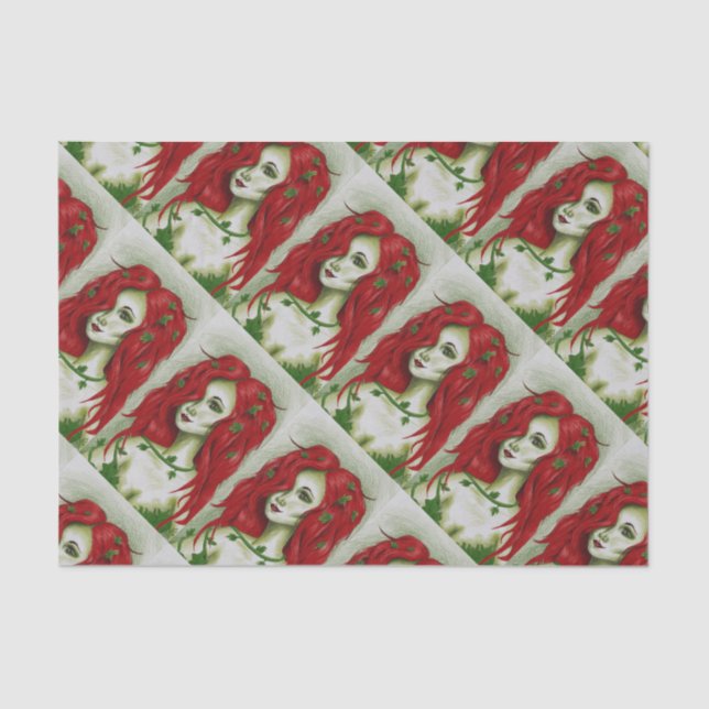 Papier Mousseline Ivy Nymph Redhead femme Pixie Imaginaire Art (Recto)