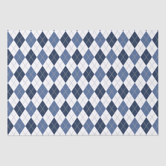 Papier Mousseline Jacquard bleu blanc plaid (Recto)